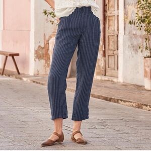 Sundance Dark Blue Striped Linen Pants